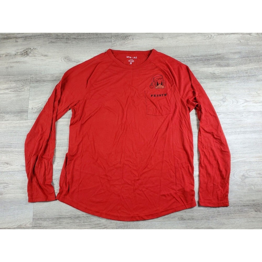 Disney x AE Men’s Red Donald Duck Feisty Long Sleeve Tee Size Large